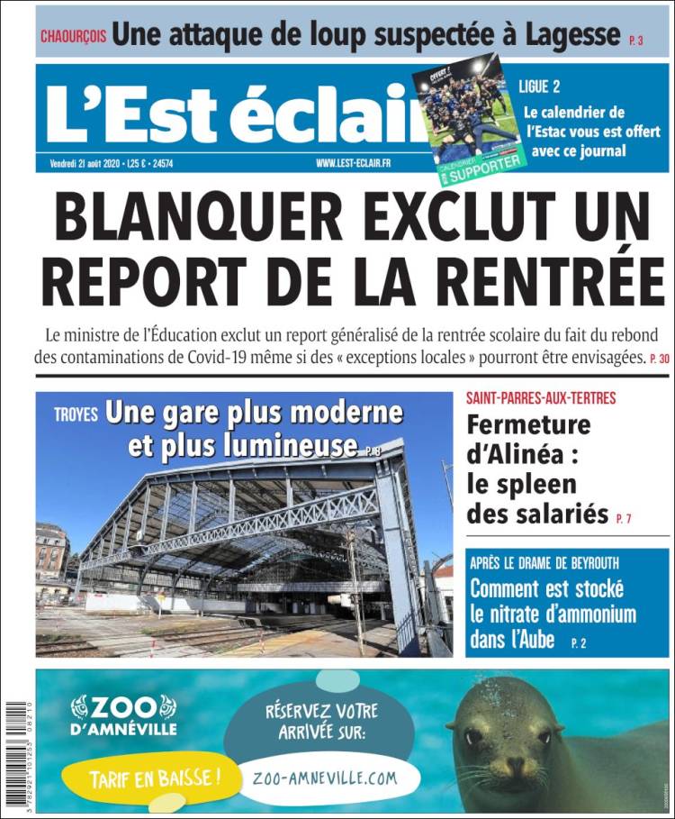 Portada de L'Est Eclair (Francia)