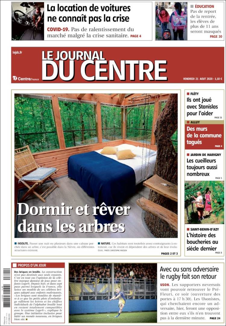 Portada de Le Journal du Centre (Francia)