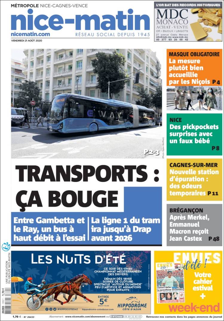 Portada de Nice-Matin (Francia)