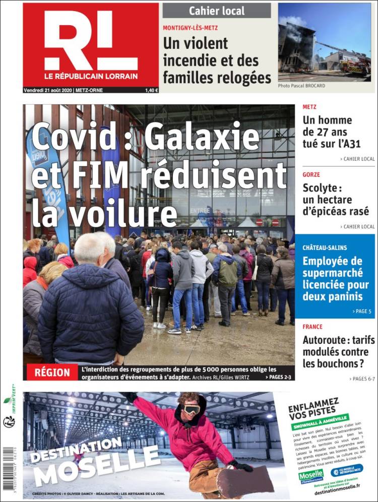 Portada de Le Republicain Lorrain (Francia)