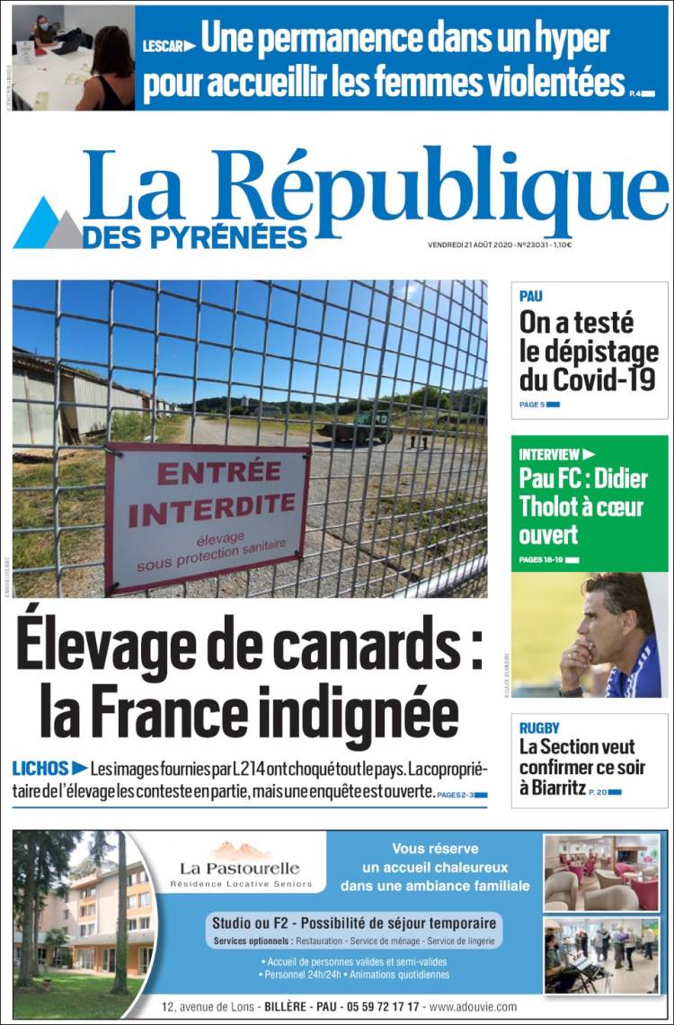 Portada de La République des Pyrénées (Francia)