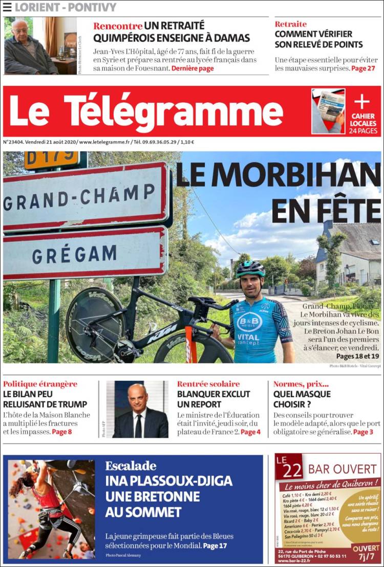 Portada de Télégramme (Francia)