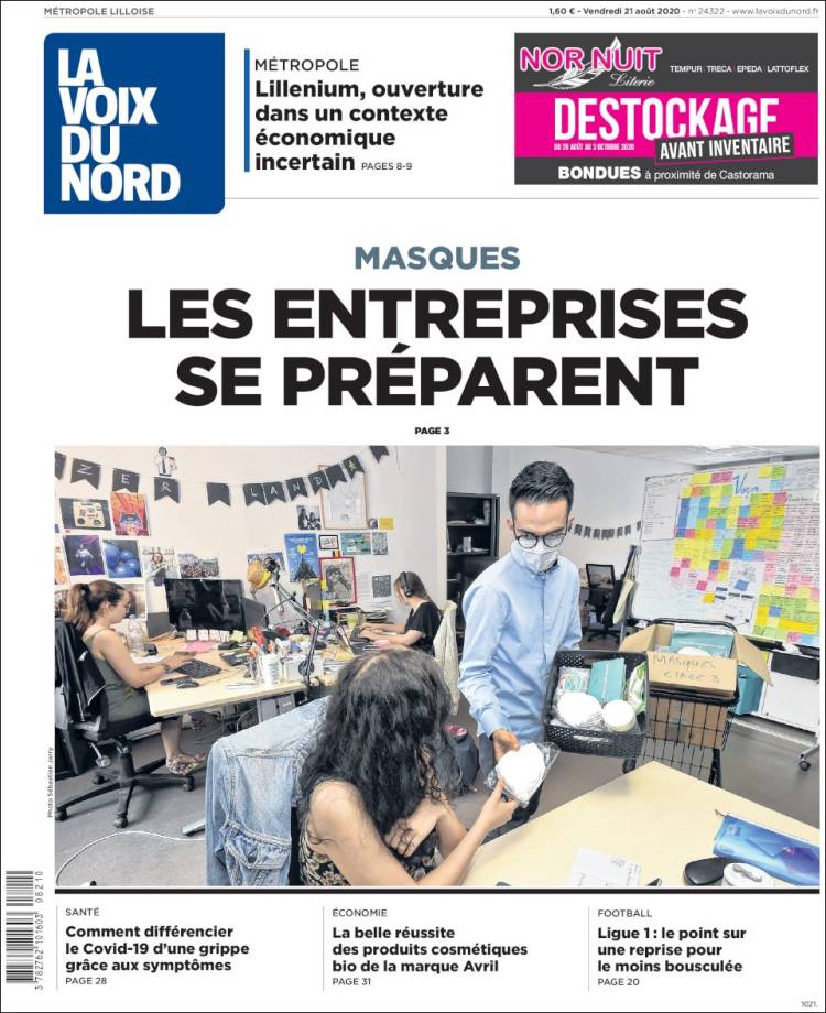 Portada de La Voix du Nord (Francia)