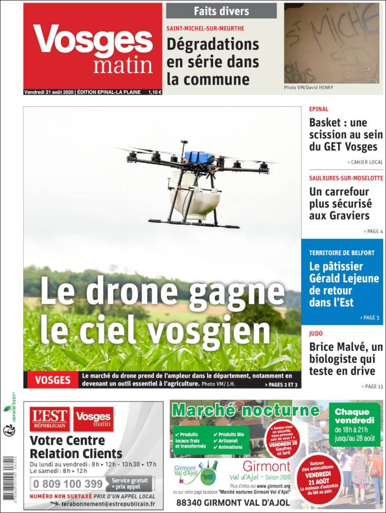 Portada de Vosges Matin (Francia)