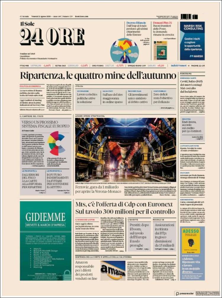 Portada de Il Sole 24 ORE (Italia)