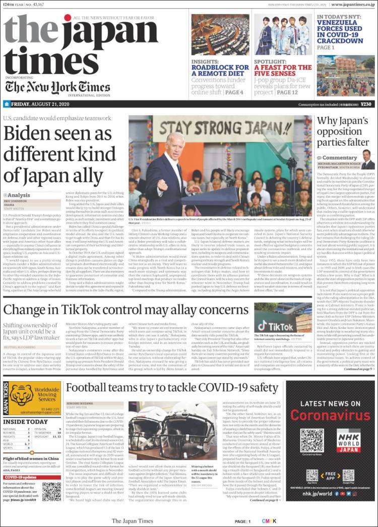 Portada de The Japan Times (Jap&oacute;n)