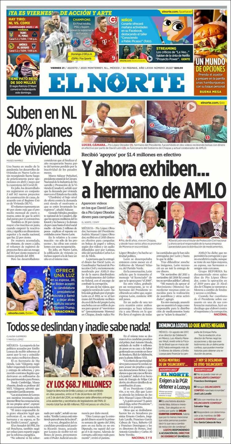 Portada de El Norte (M&eacute;xico)