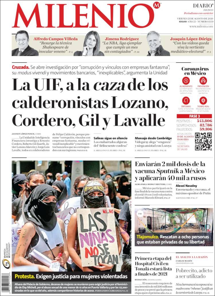 Portada de Milenio - Jalisco (M&eacute;xico)