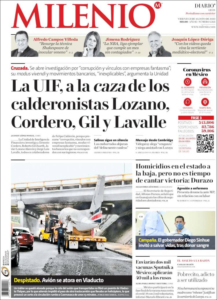 Portada de Milenio de León (M&eacute;xico)