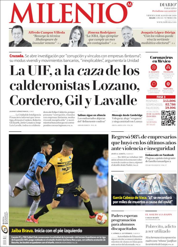 Portada de Milenio - Tamaulipas (M&eacute;xico)