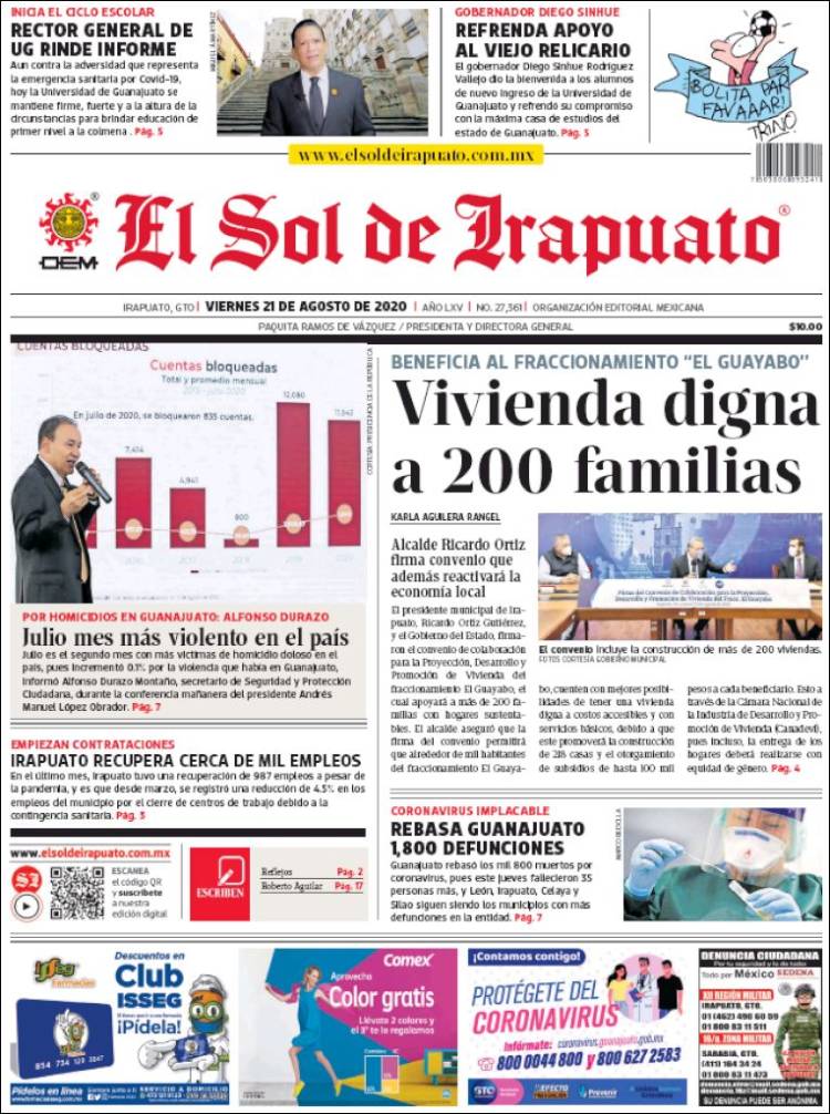 Portada de El Sol de Irapuato (M&eacute;xico)