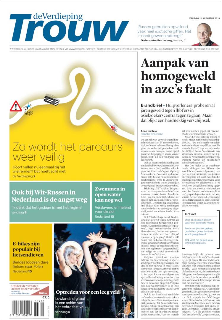 Portada de Trouw (Pa&iacute;ses Bajos)