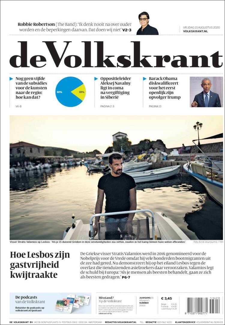 Portada de De Volkskrant (Pa&iacute;ses Bajos)