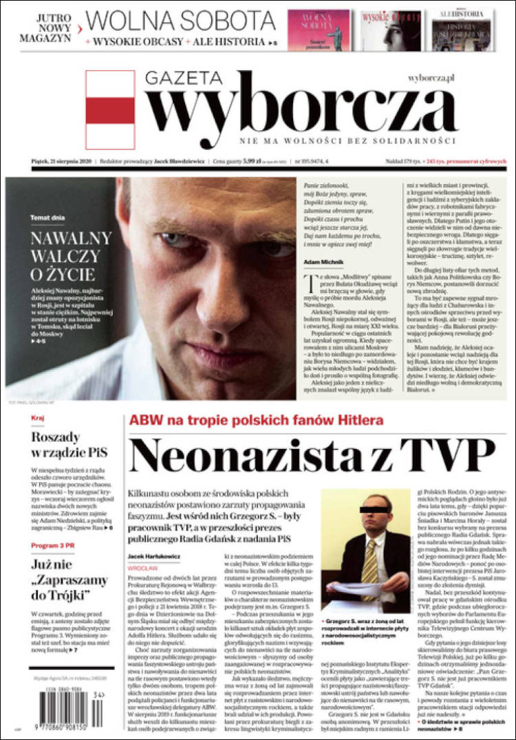 Portada de Gazeta Wyborcza (Polonia)