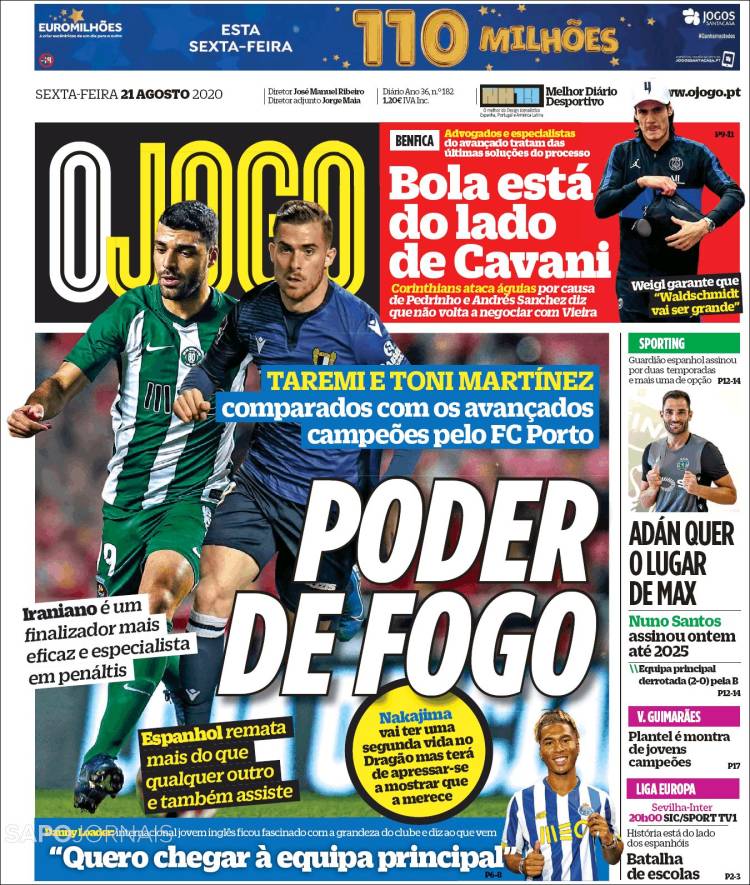 Portada de O Jogo (Portugal)
