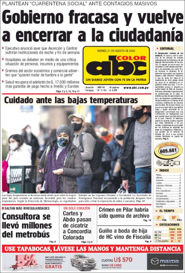 Portada de ABC Color (Paraguay)