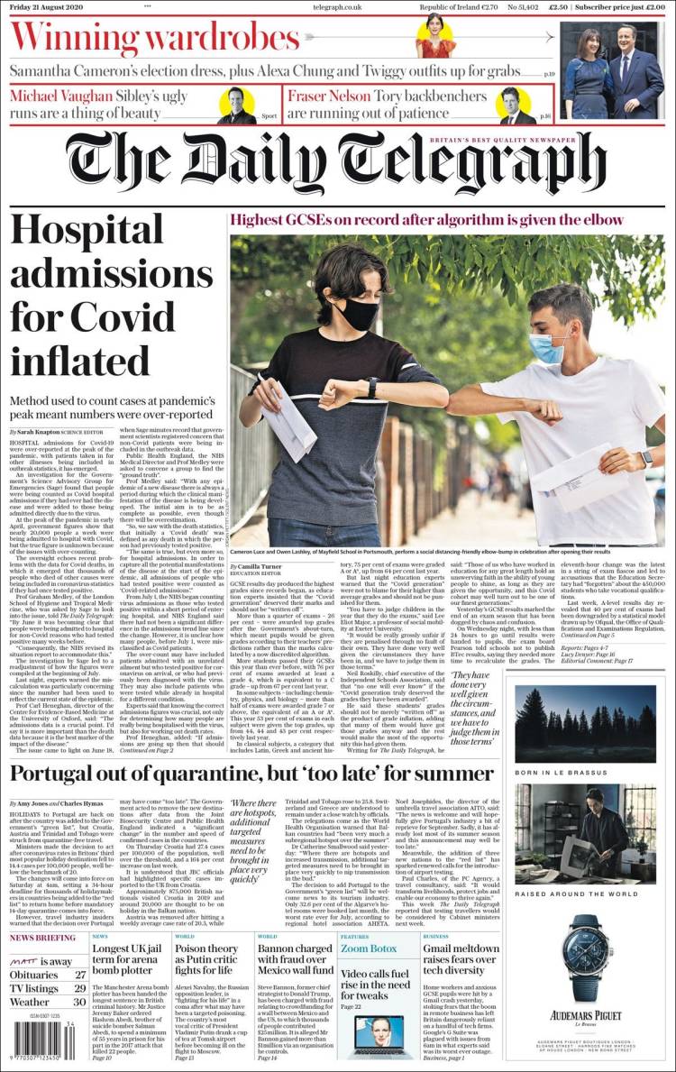 Portada de Daily Telegraph (Reino Unido)