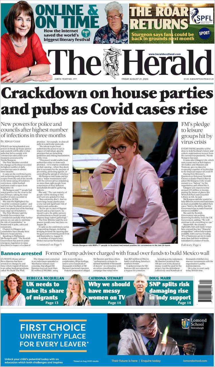 Portada de The Herald (Reino Unido)