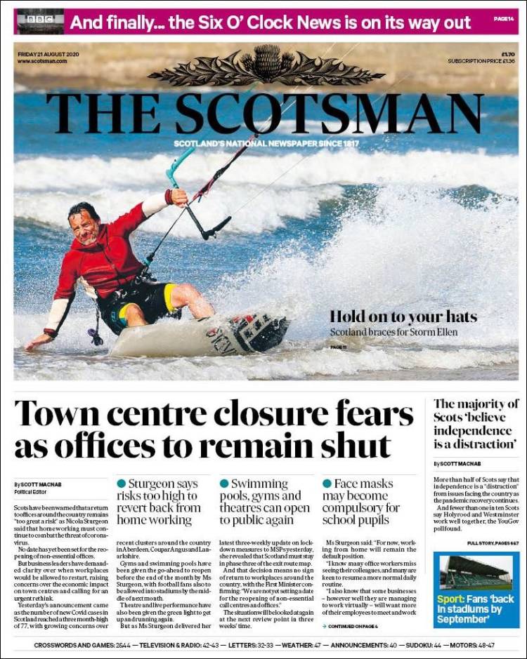 Portada de The Scotsman (Reino Unido)