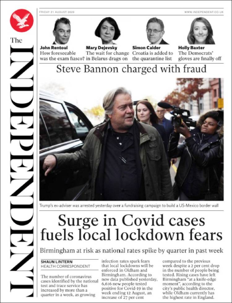 Portada de The Independent (Reino Unido)