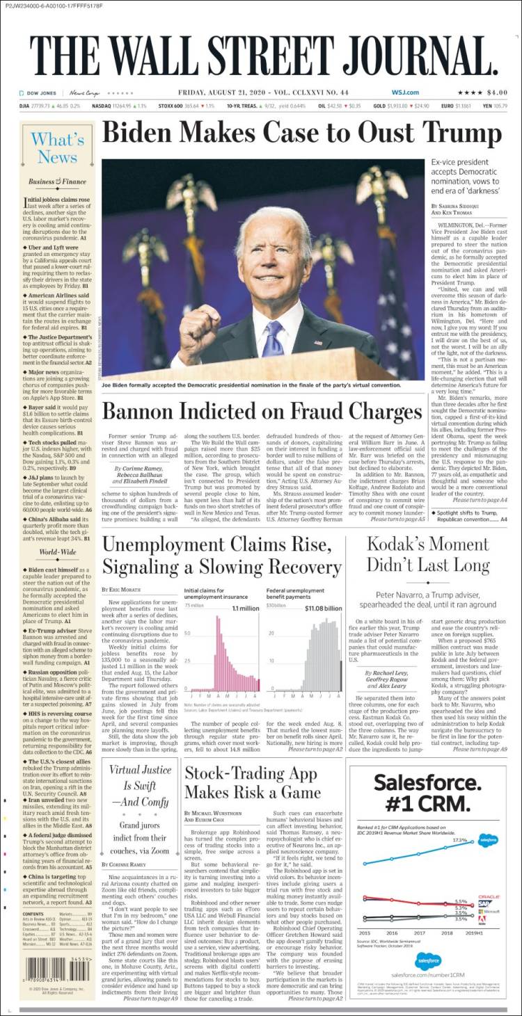 Portada de Wall Street Journal (USA)