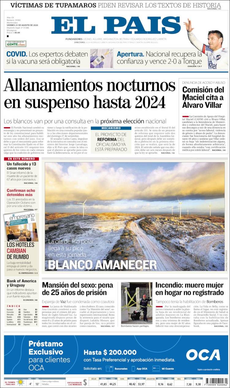 Portada de El País (Uruguay)