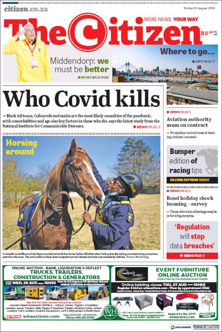 Portada de The Citizen (Sud&aacute;frica)