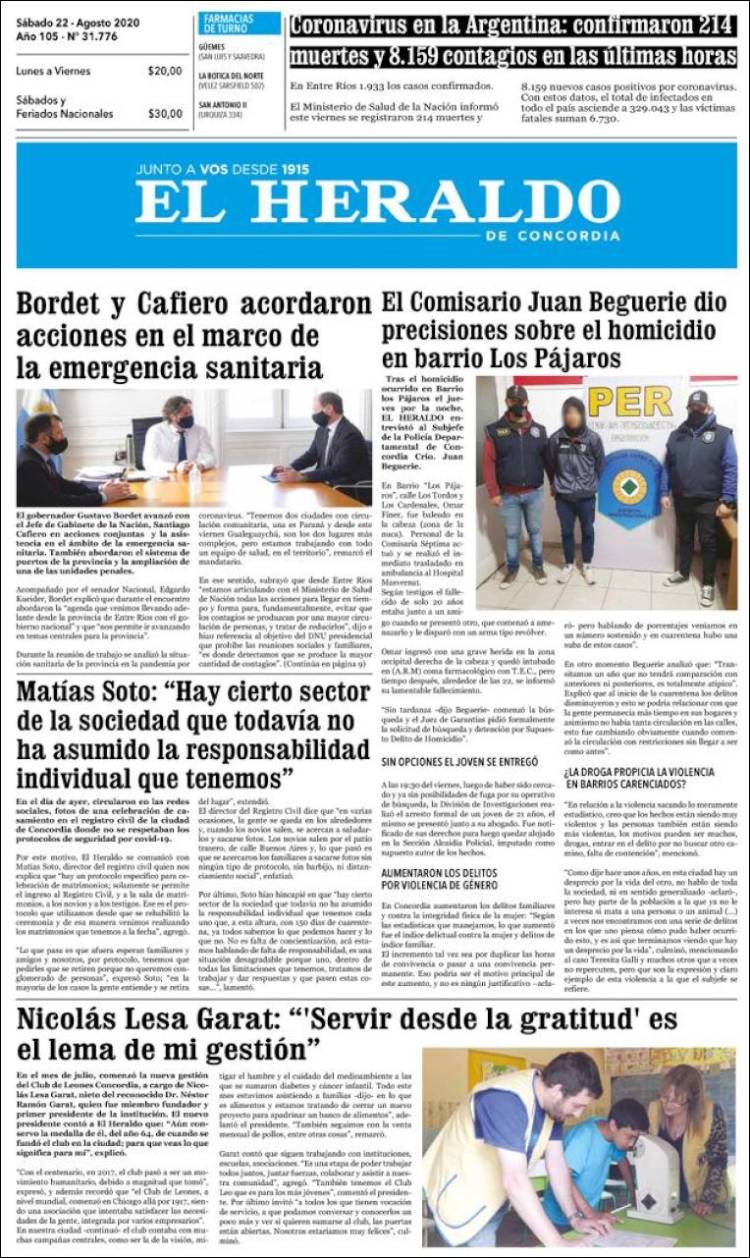 Portada de El Heraldo de Concordia (Argentina)