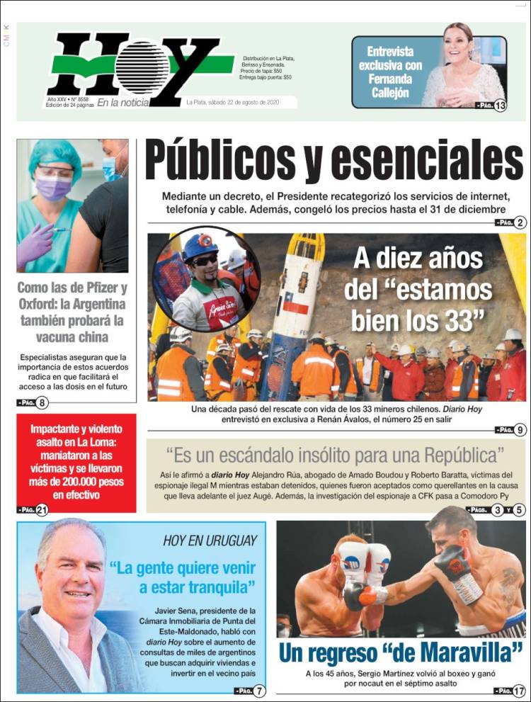 Portada de Diario Hoy (Argentina)