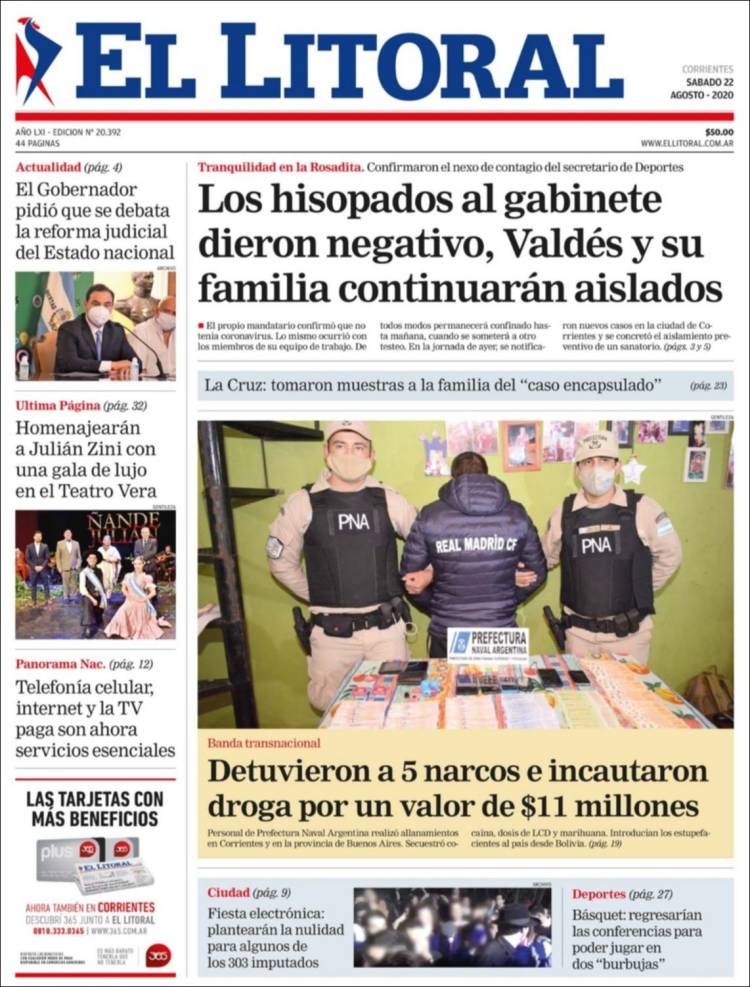 Portada de El Litoral Corrientes (Argentina)