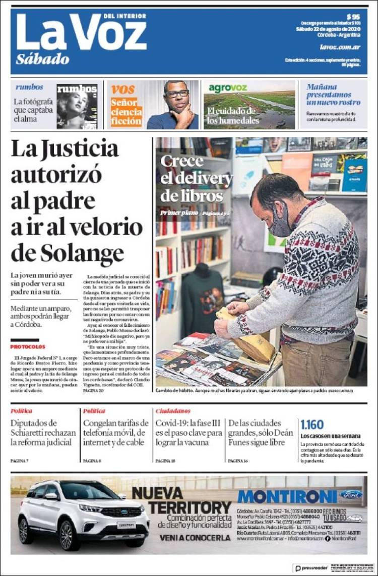 Portada de La Voz del Interior (Argentina)