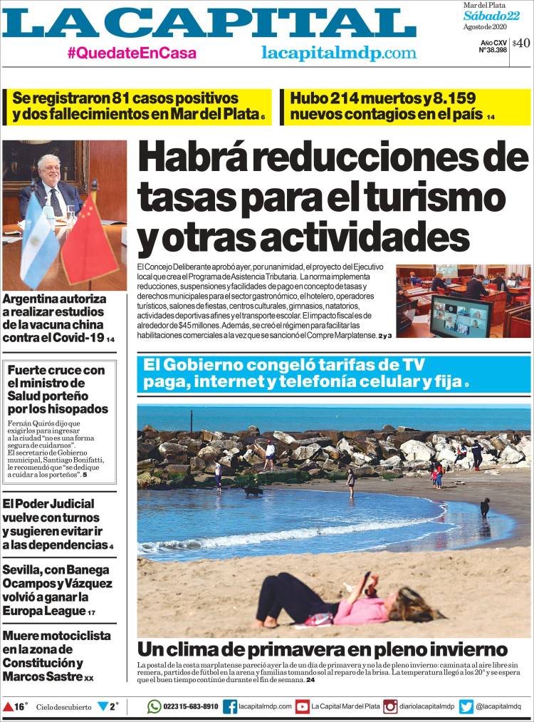 Portada de Diario La Capital - Mar del Plata (Argentina)