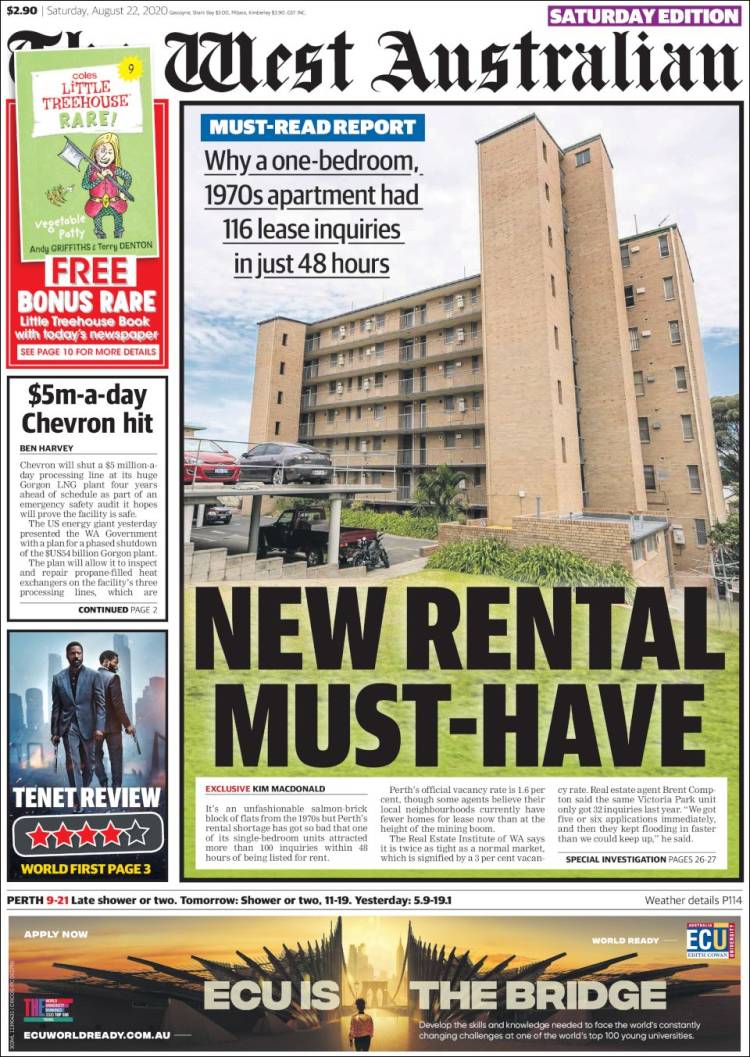 Portada de The West Australian (Australia)