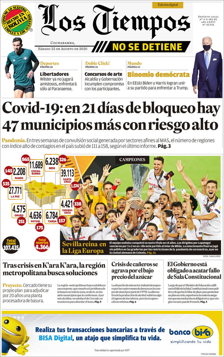 Portada de Los Tiempos (Bolivia)