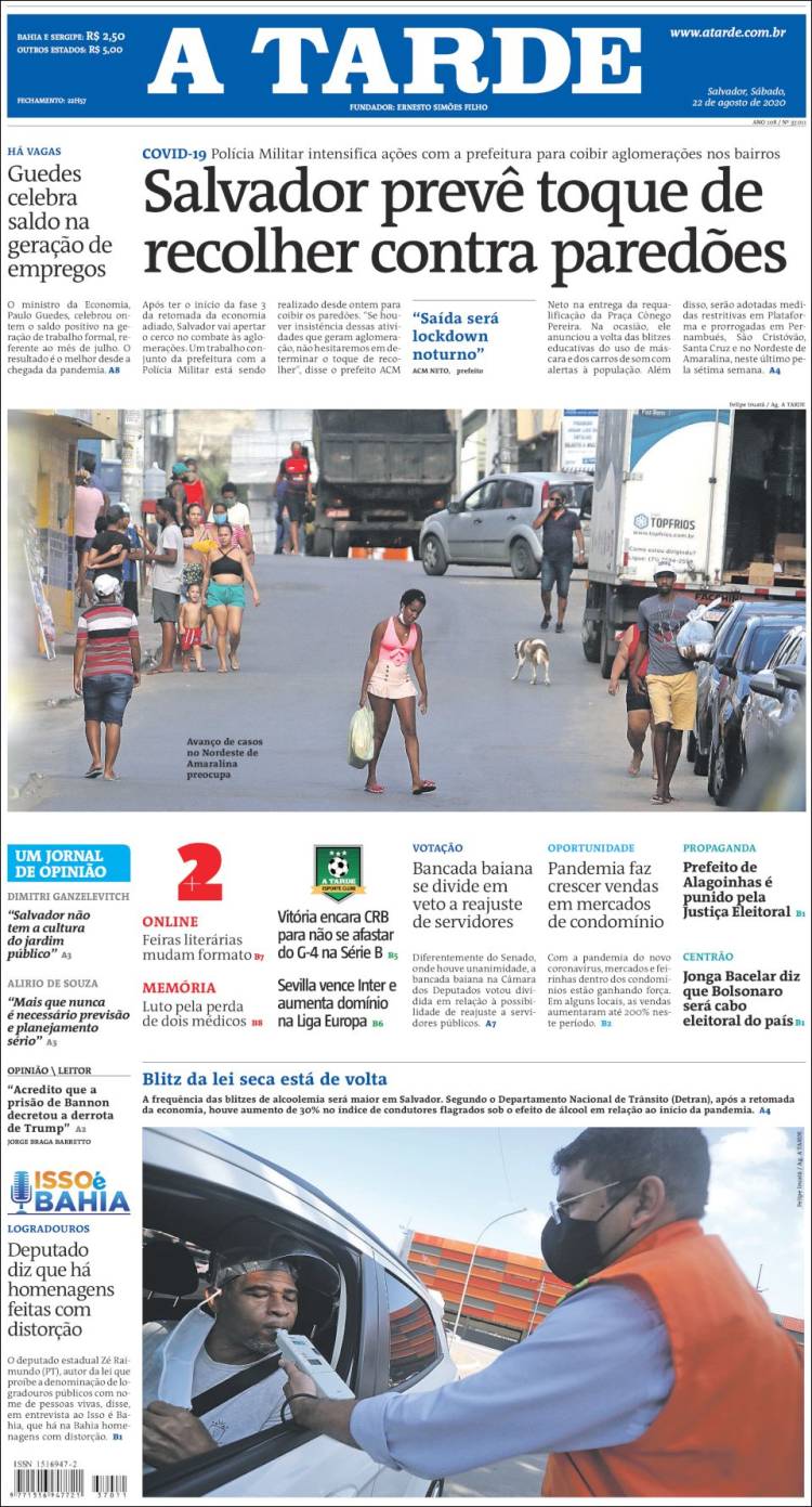 Portada de Diário A Tarde (Brasil)