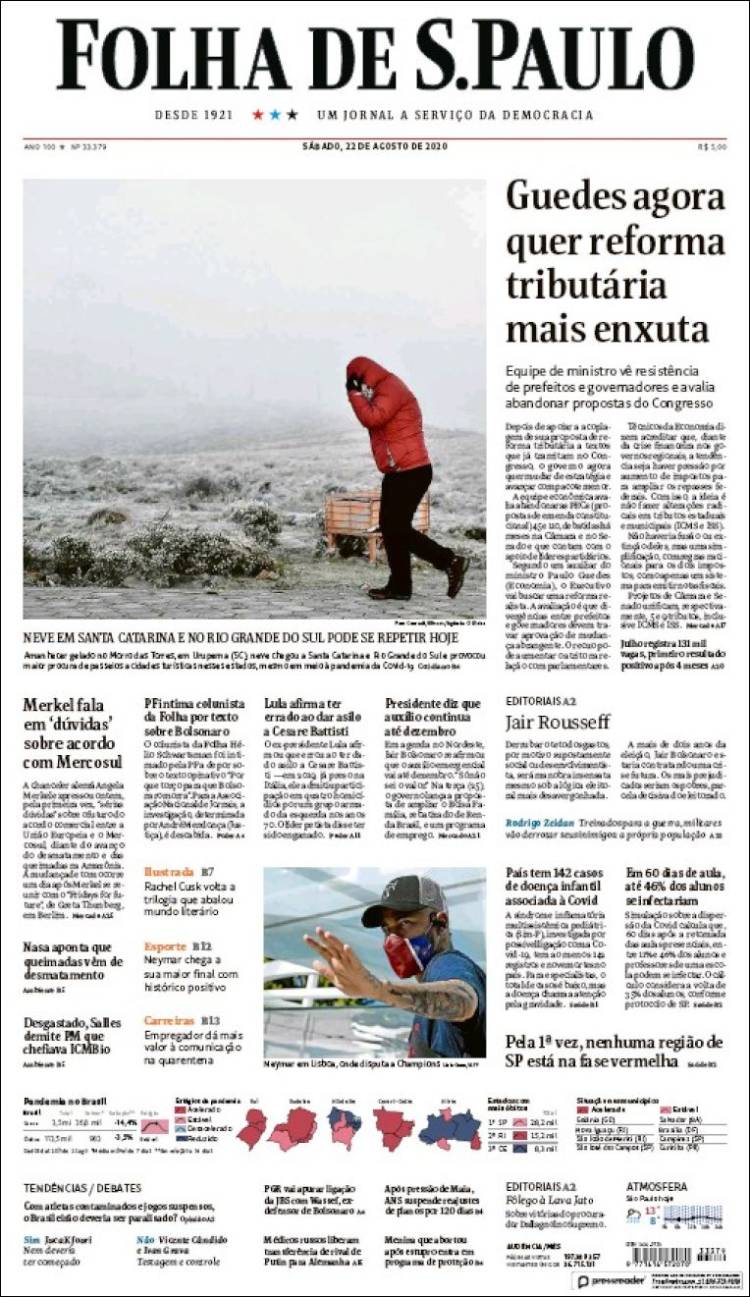Portada de Folha de São Paulo (Brasil)