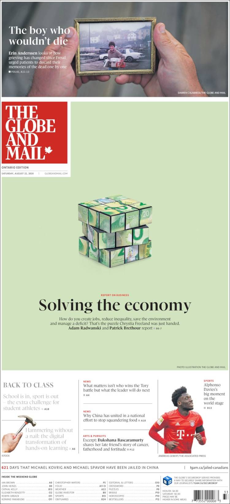 Portada de The Globe and Mail (Canad&aacute;)