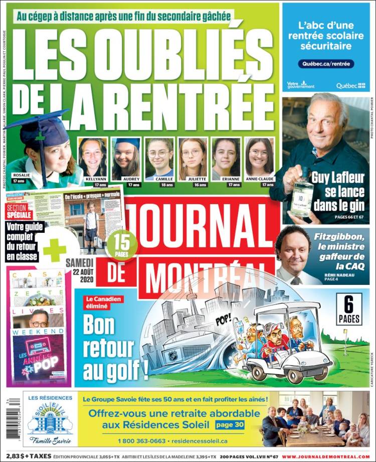 Portada de Le Journal de Montréal (Canad&aacute;)