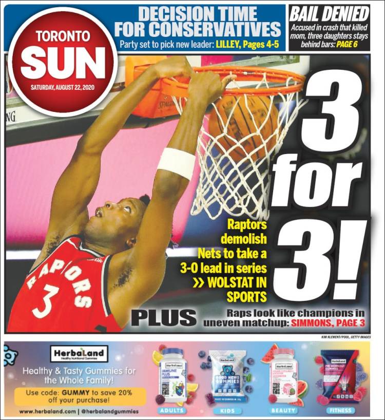 Portada de The Toronto Sun (Canad&aacute;)