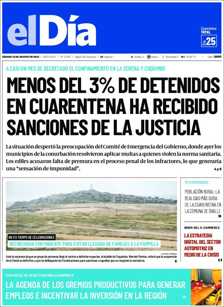 Portada de El Día (Chile)