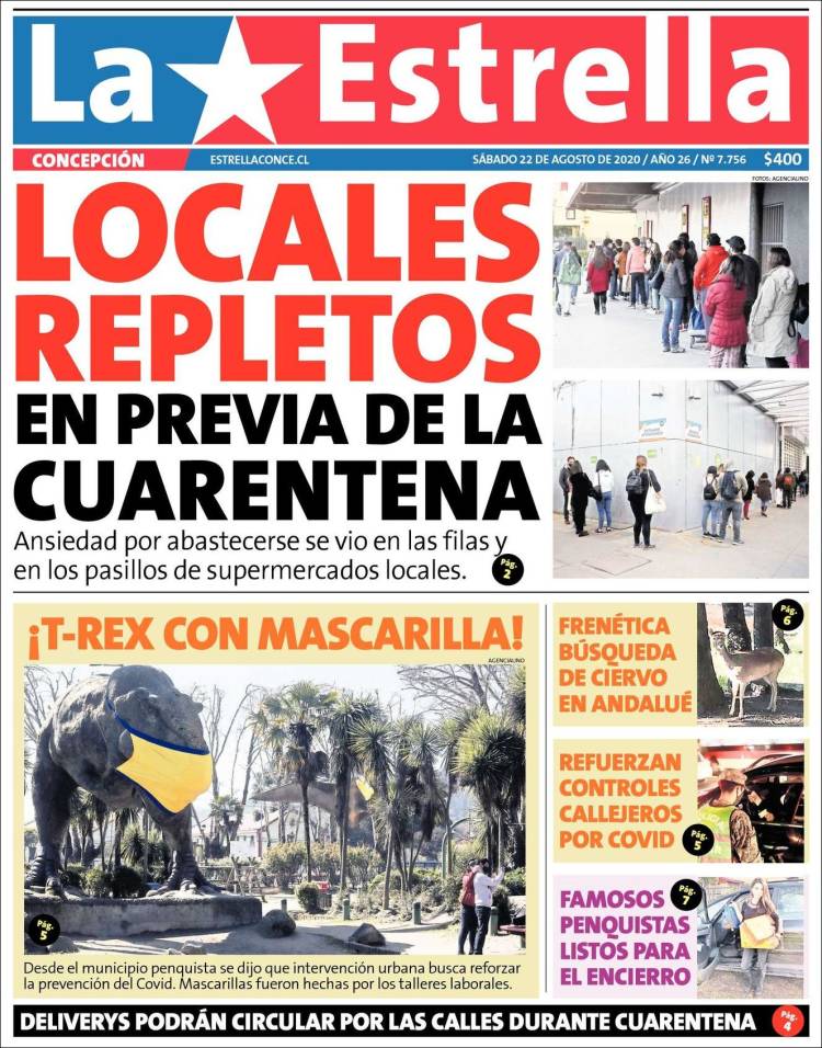 Portada de La Estrella de Concepción (Chile)