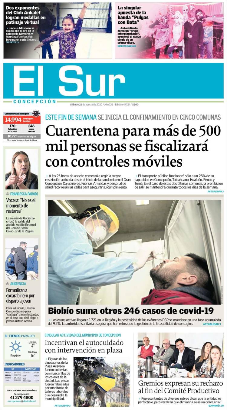 Portada de El Sur (Chile)