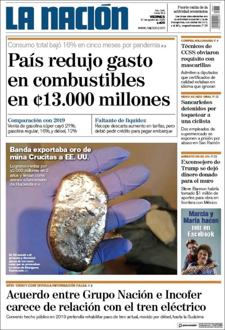 Portada de La Nación - Costa Rica (Costa Rica)