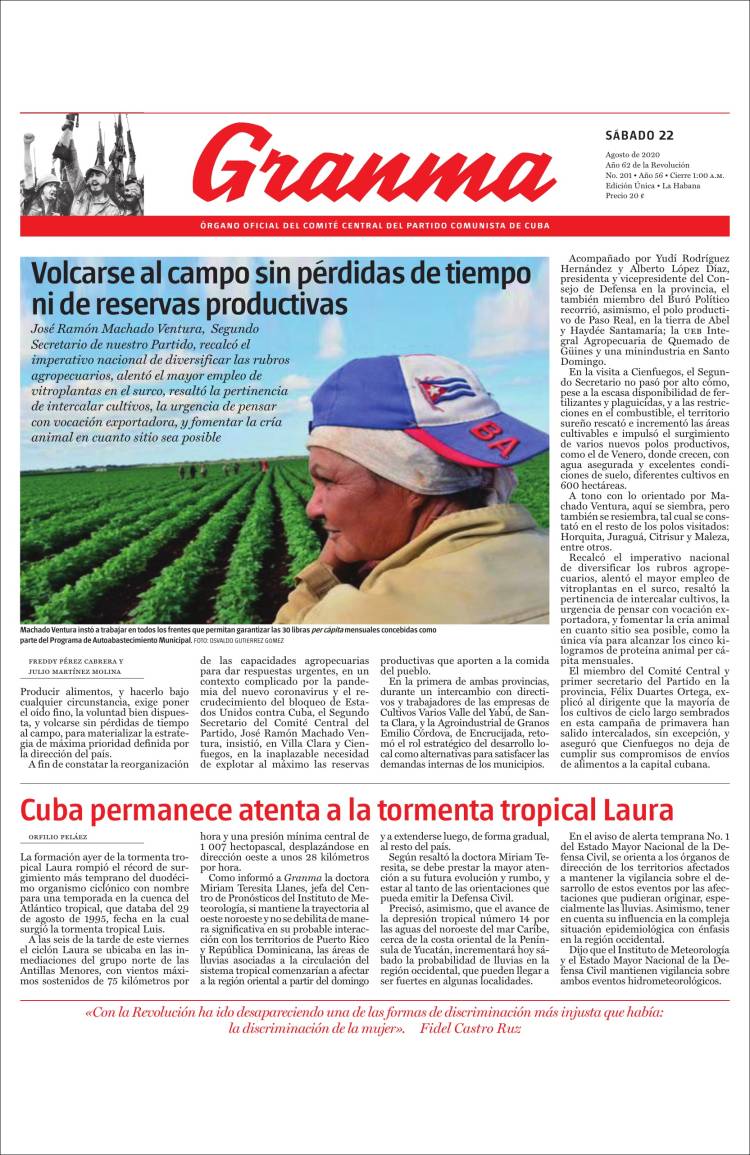 Portada de Granma (Cuba)