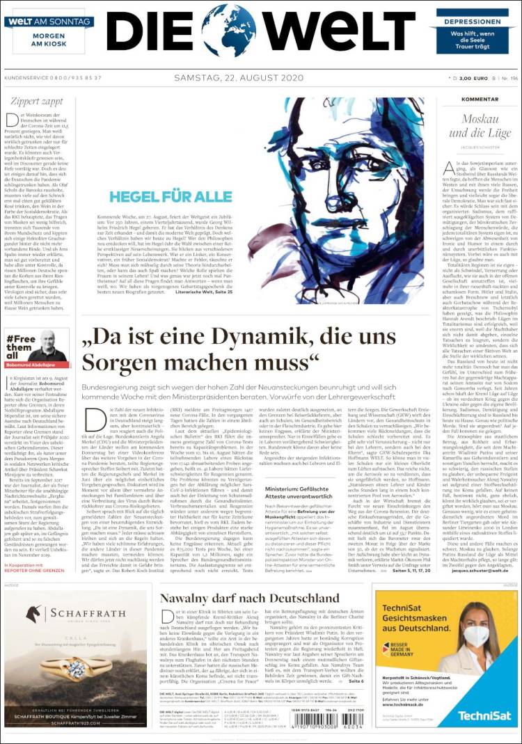 Portada de Die Welt (Alemania)