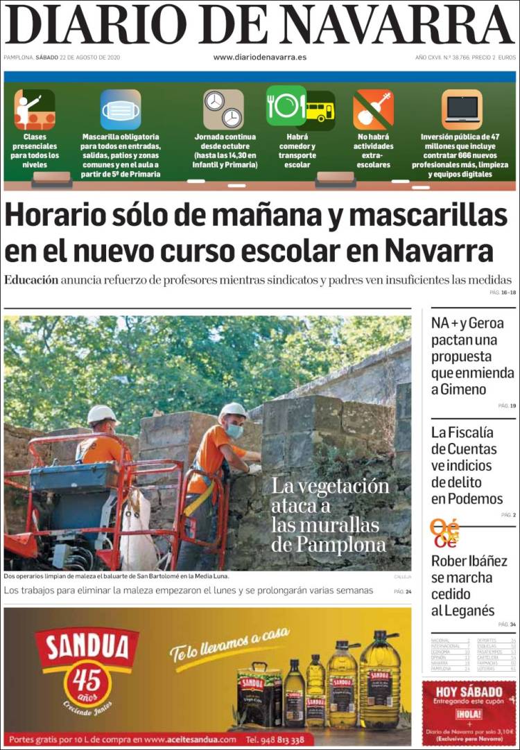 Portada de Diario de Navarra (Espa&ntilde;a)