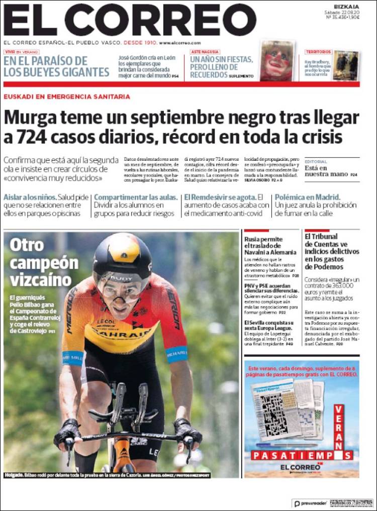 Portada de El Correo (Espa&ntilde;a)