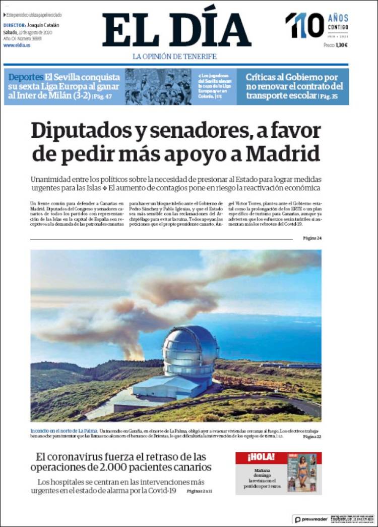 Portada de El Día (Espa&ntilde;a)