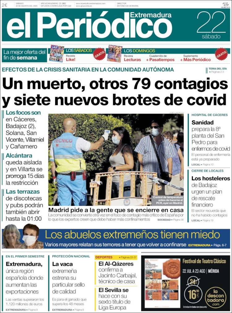 Portada de El Periódico de Extremadura (Espa&ntilde;a)