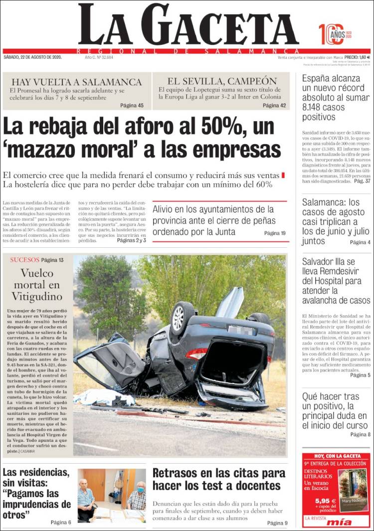 Portada de La Gaceta de Salamanca (Espa&ntilde;a)